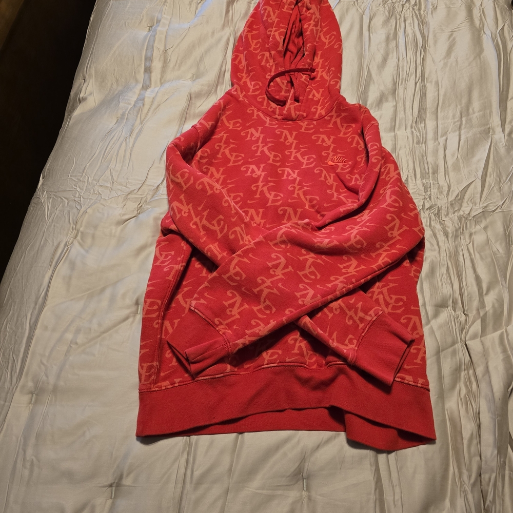 Nike Red Hoodie with Logo Pattern